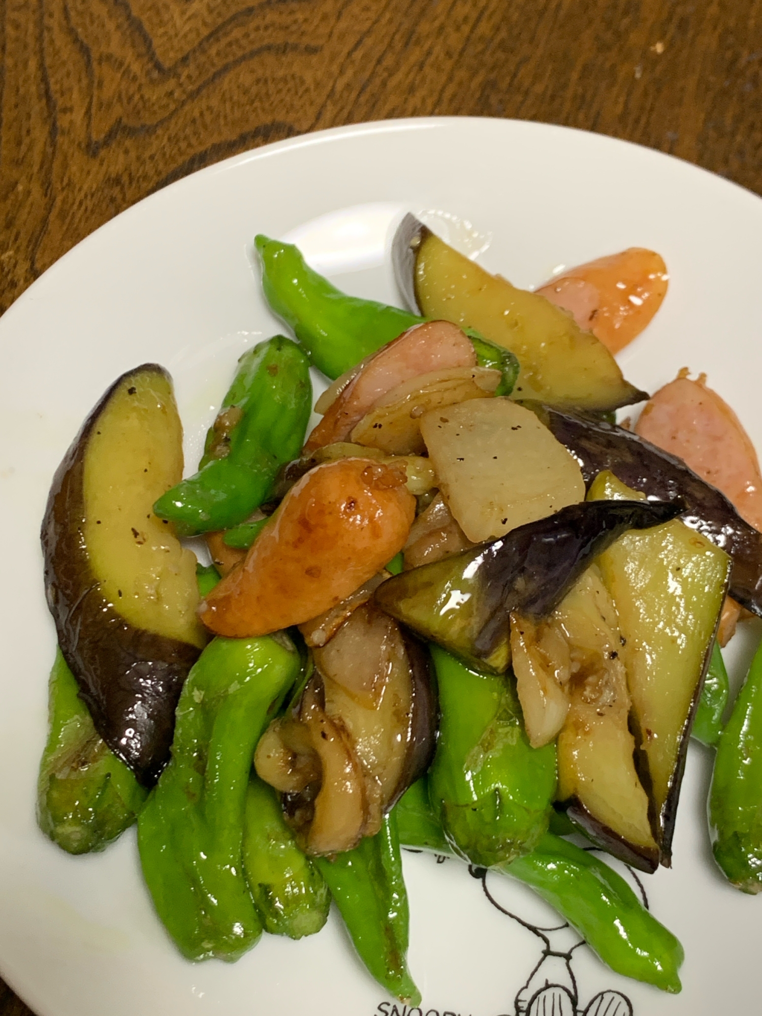 茄子とししとうのニンニク炒め