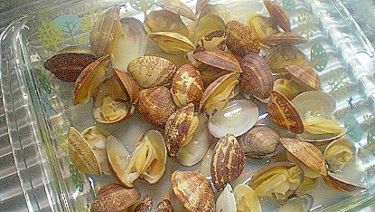 　レンジで簡単！「冷凍アサリの酒蒸し」　　　　♪♪