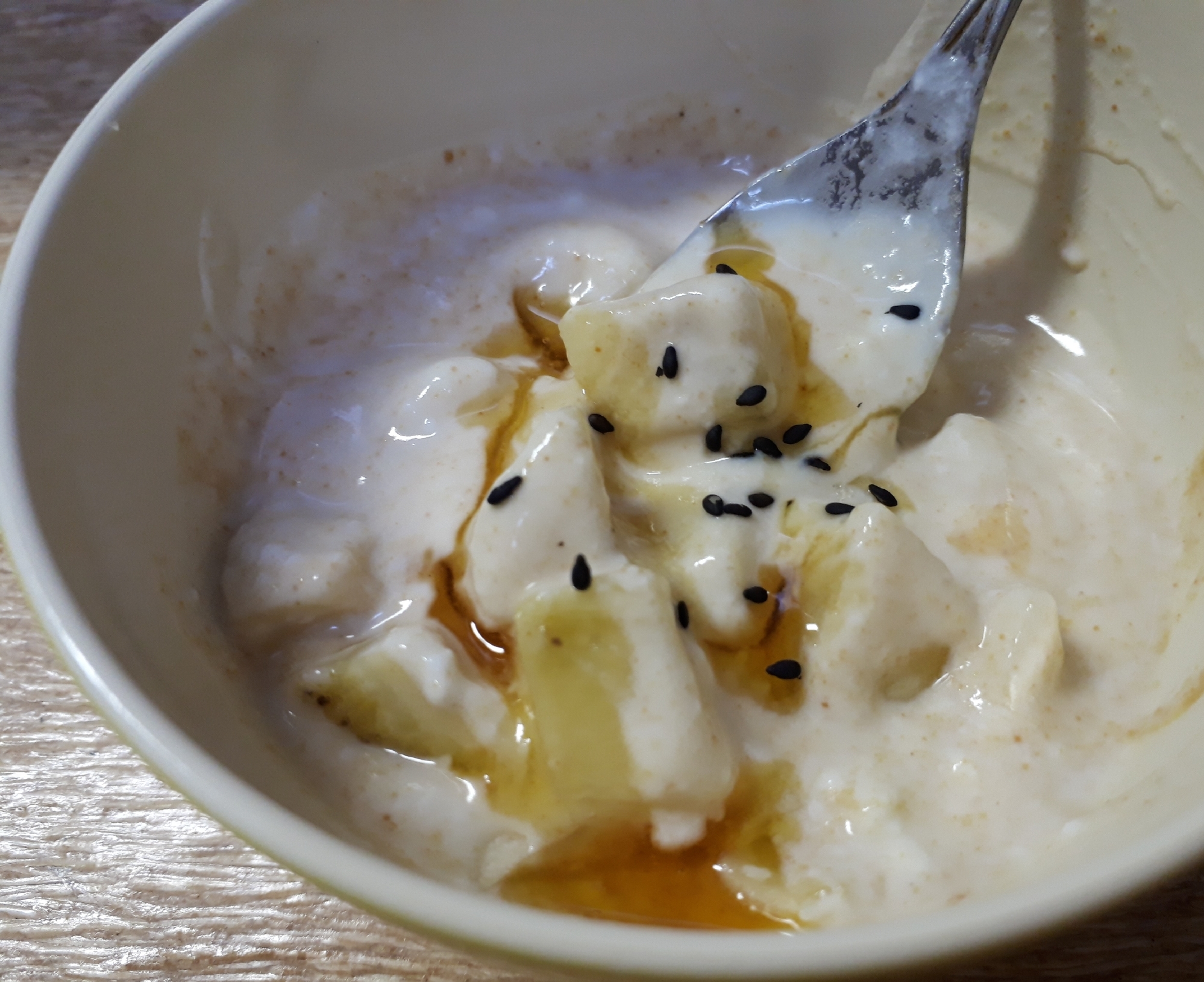 離乳食⭐幼児食⭐朝食に。バナナきなこ蜂蜜ヨーグルト