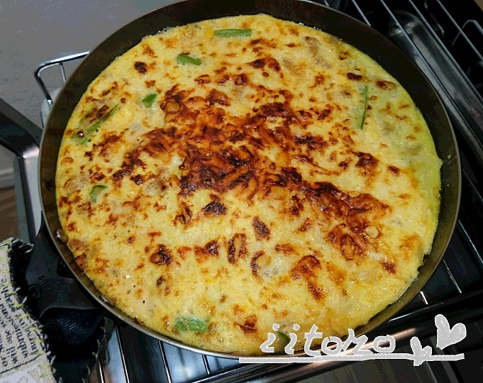 グリルパン♪簡単♪焼きチーズ×オープンオムレツ