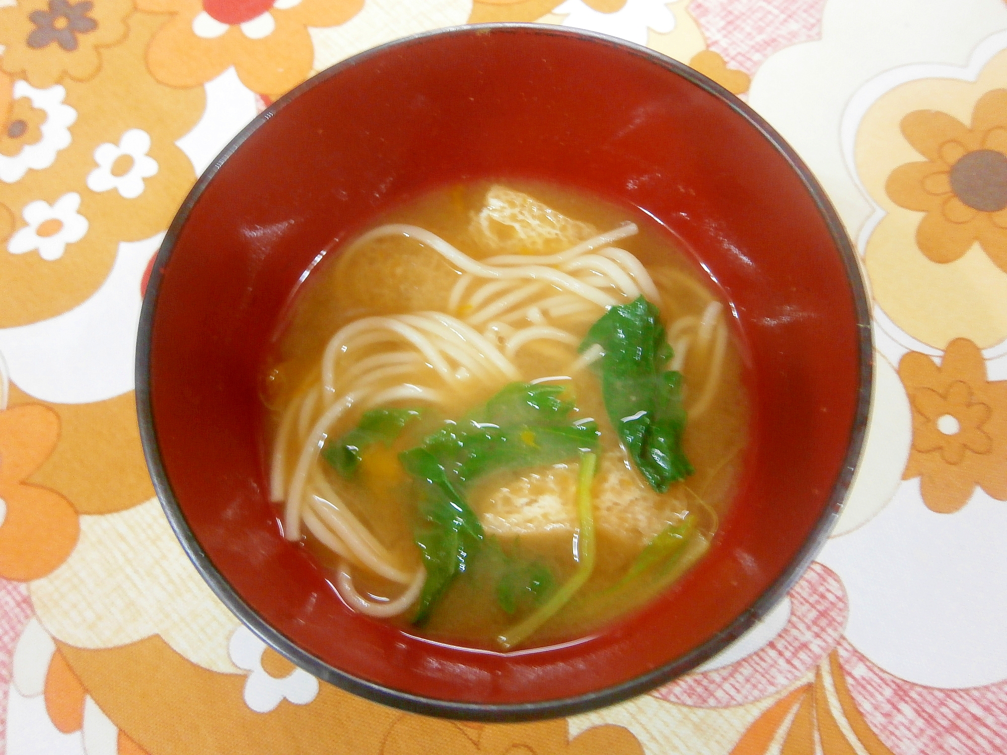 菜の花・そうめんの味噌汁