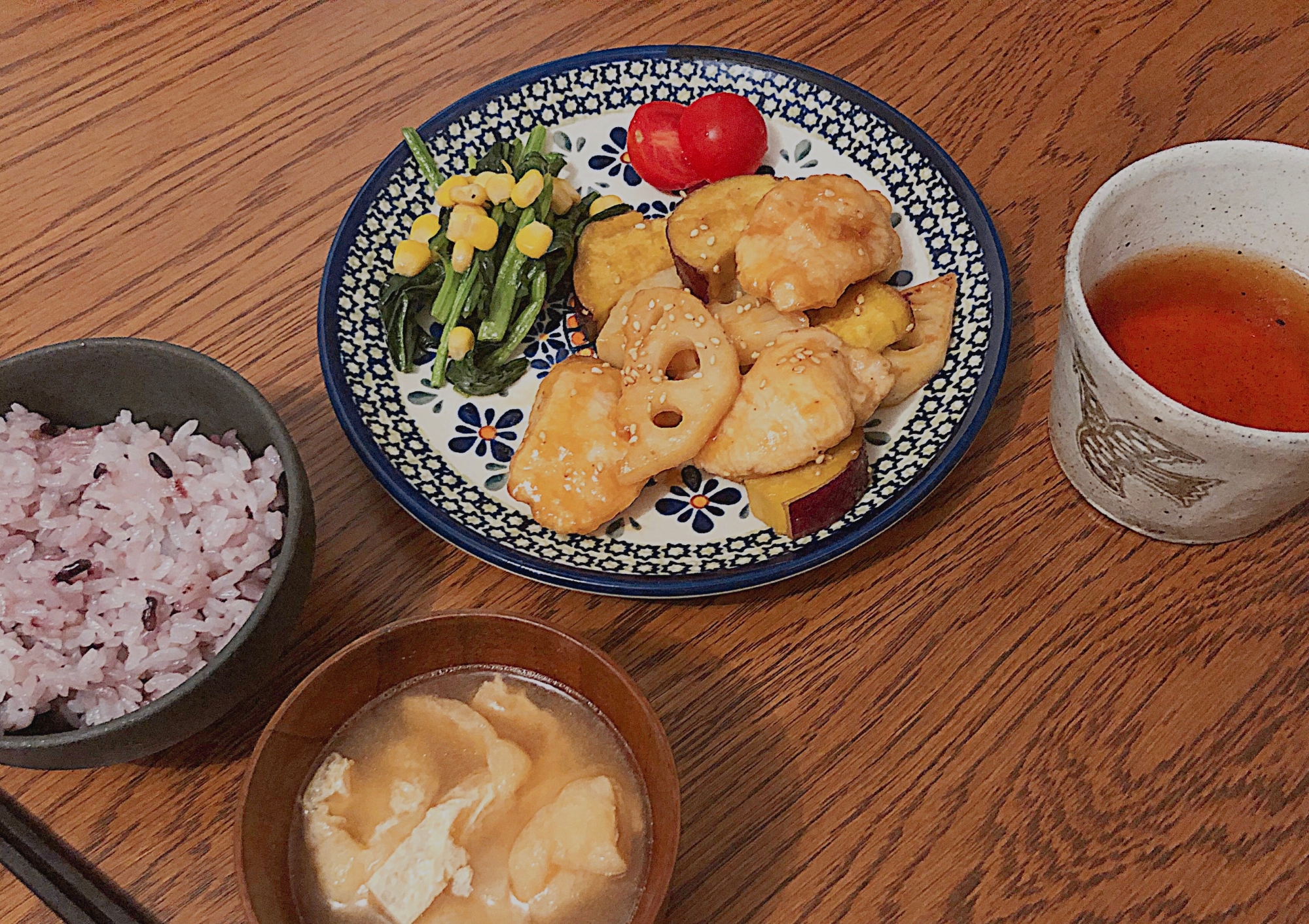 鶏むね肉と根菜の甘酢炒め