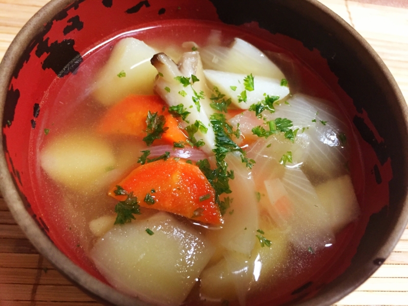 エリンギ&ニンジン&玉ねぎ&ジャガイモのスープ