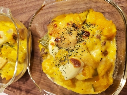 南瓜の煮物リメイク‼︎トロトロかぼちゃグラタン♪
