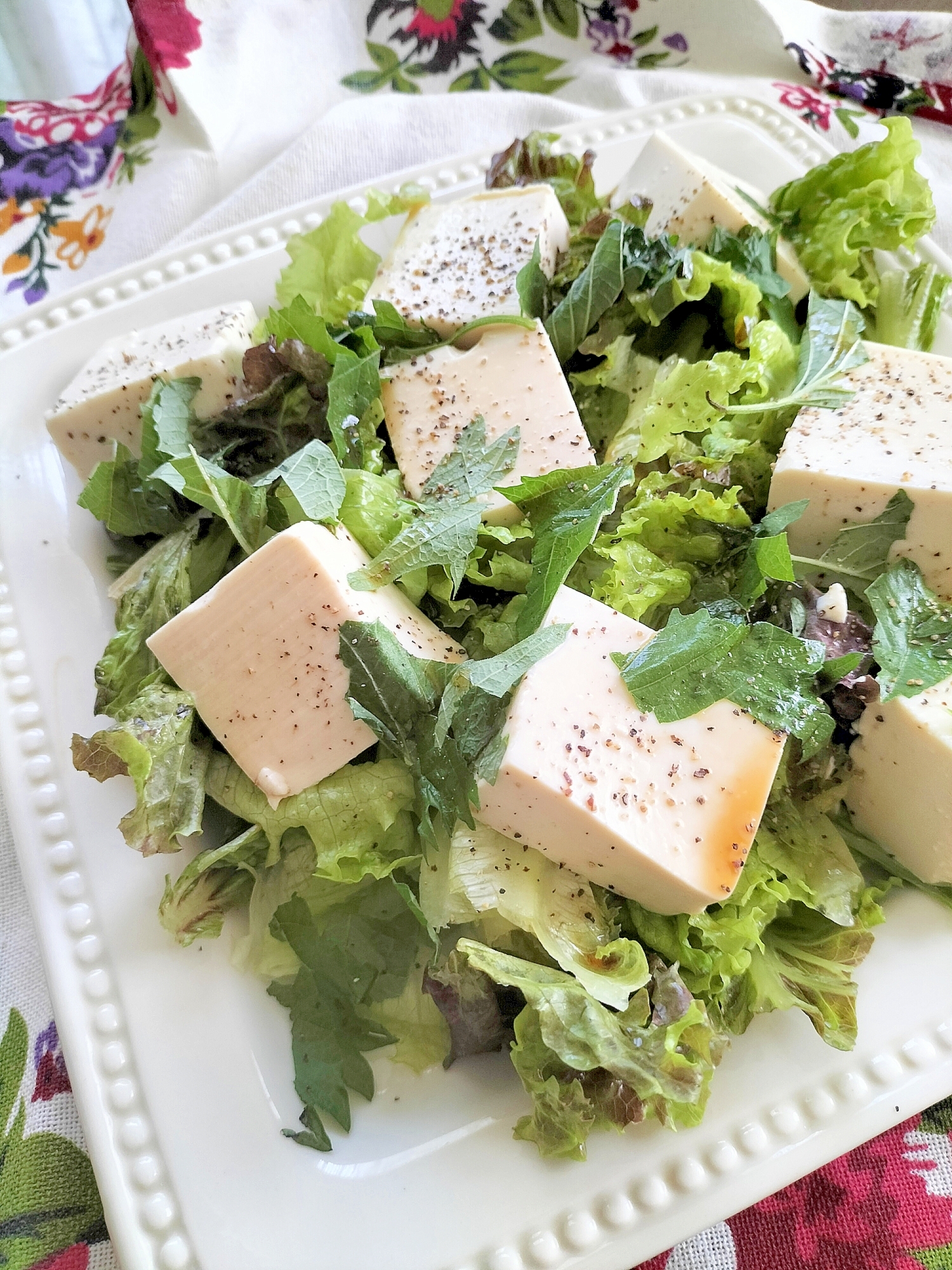 冷やし中華風しそ豆腐サラダ♪