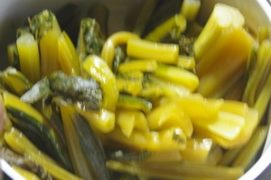 野沢菜の塩醤油漬け