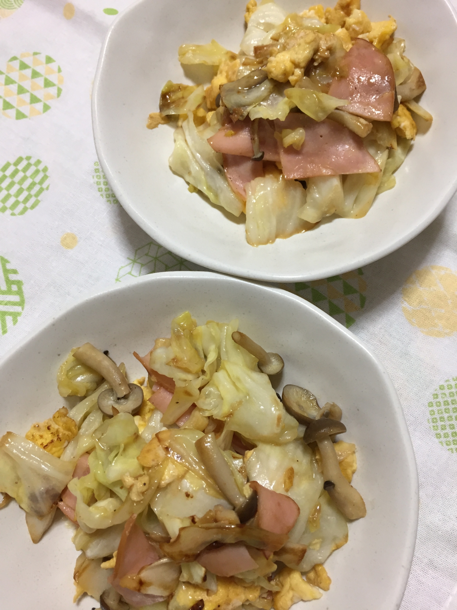 ハムと卵と野菜炒め