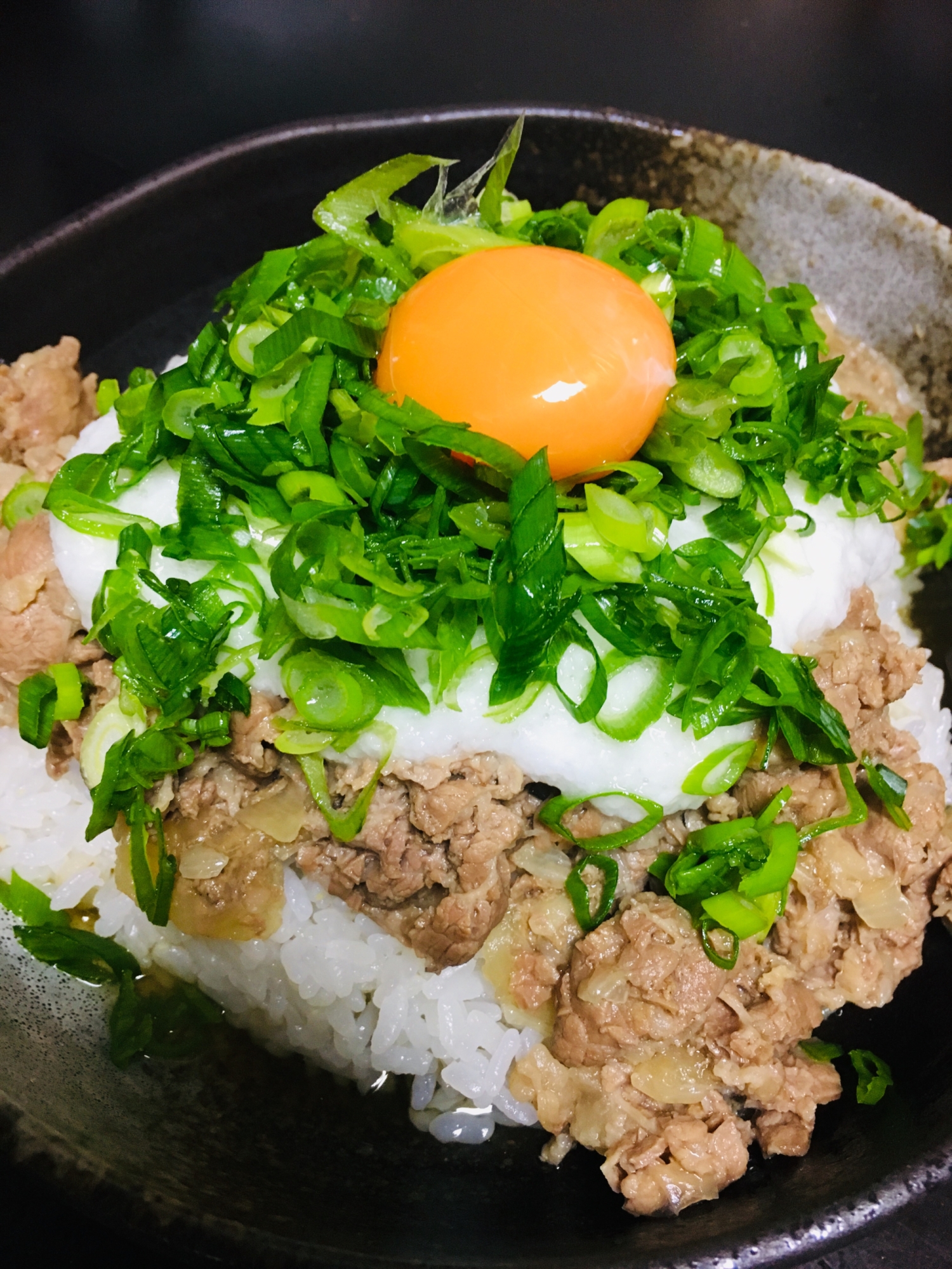 圧力鍋でネギとろろ牛丼!