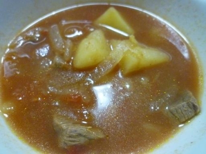 圧力鍋で10分”牛肉と野菜のトマトスープ”