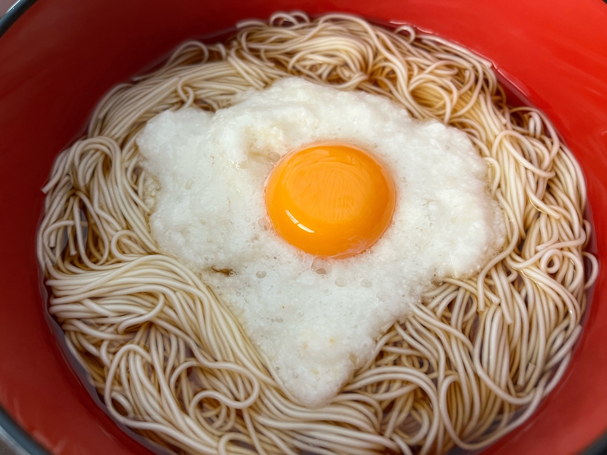 【内視鏡検査前日参考食】とろろ月見そうめん(温麺)