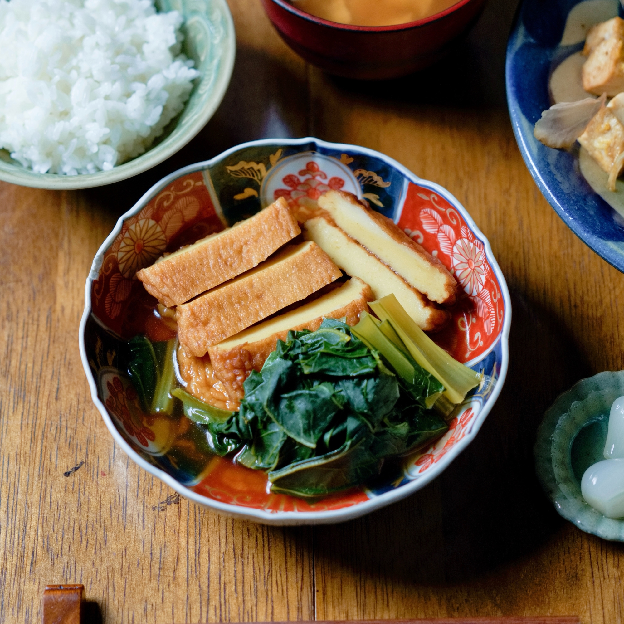 小松菜とさつま揚げのカレー風味煮びたし