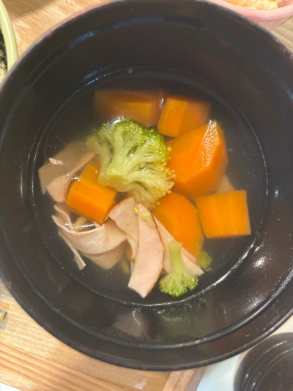 ハムと2種野菜スープ