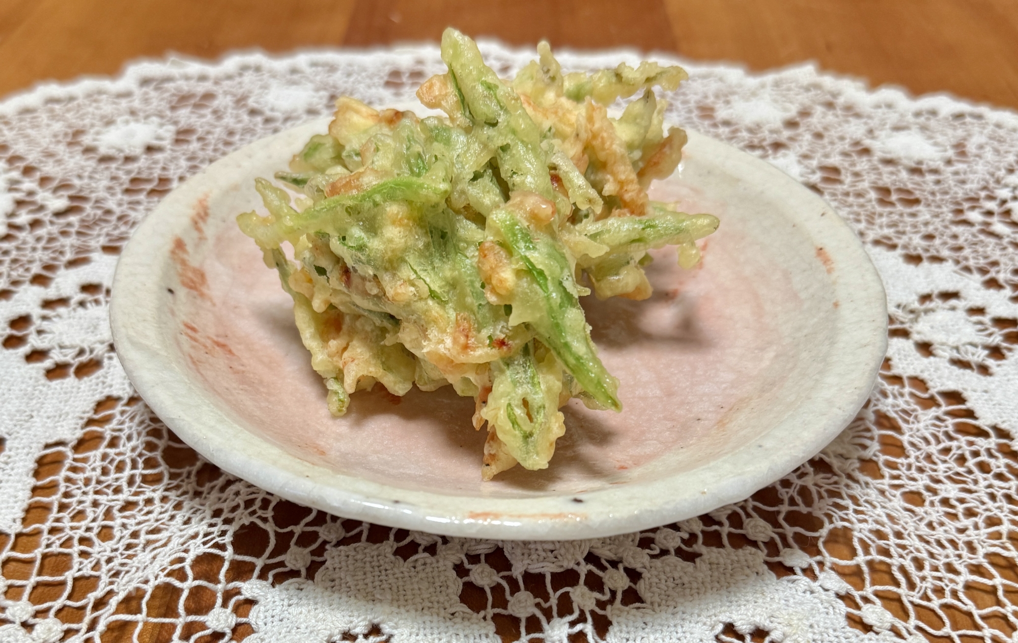 モロッコインゲンと桜海老の☆かき揚げ