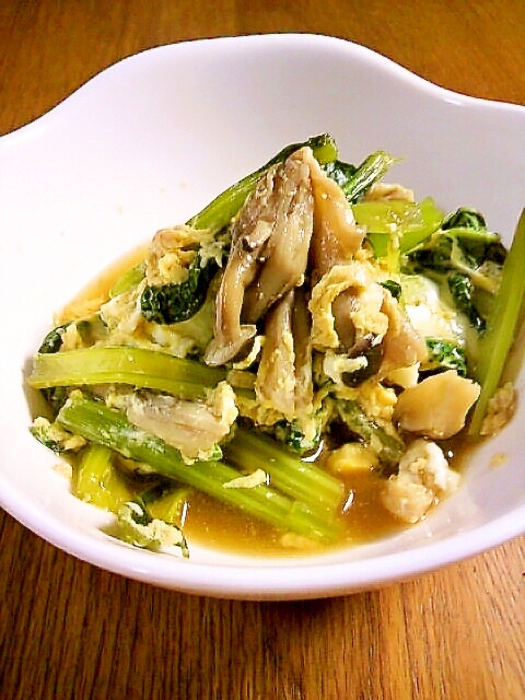 5分で作れる 小松菜 しめじの卵煮びたし レシピ 作り方 By ねここ25 楽天レシピ 5分で作れる 小松菜 しめじの卵煮びたし レシピ 作り方 By ねここ25 楽天レシピ