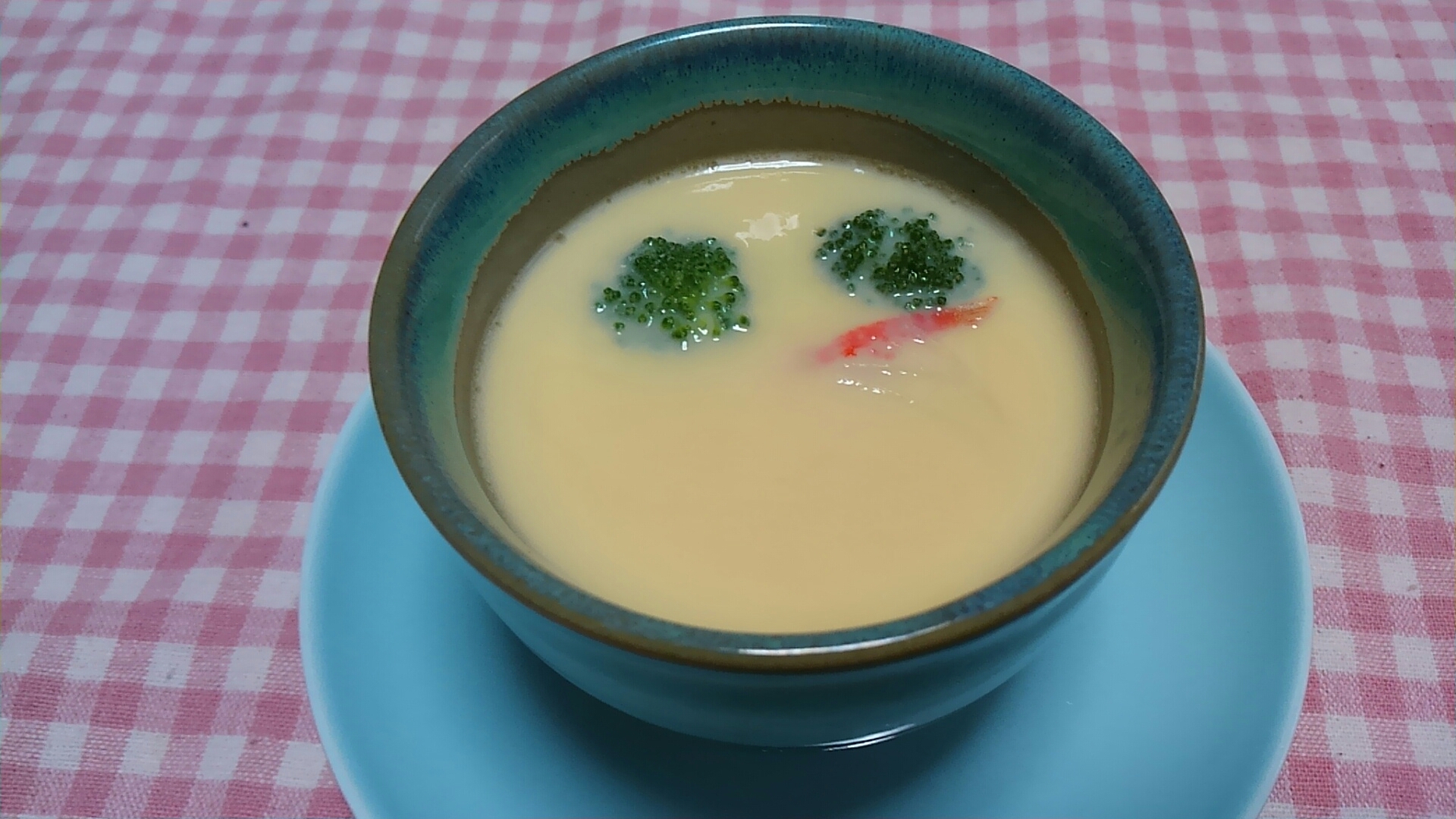 ブロッコリーと蟹カマとコーンの茶碗蒸し☆