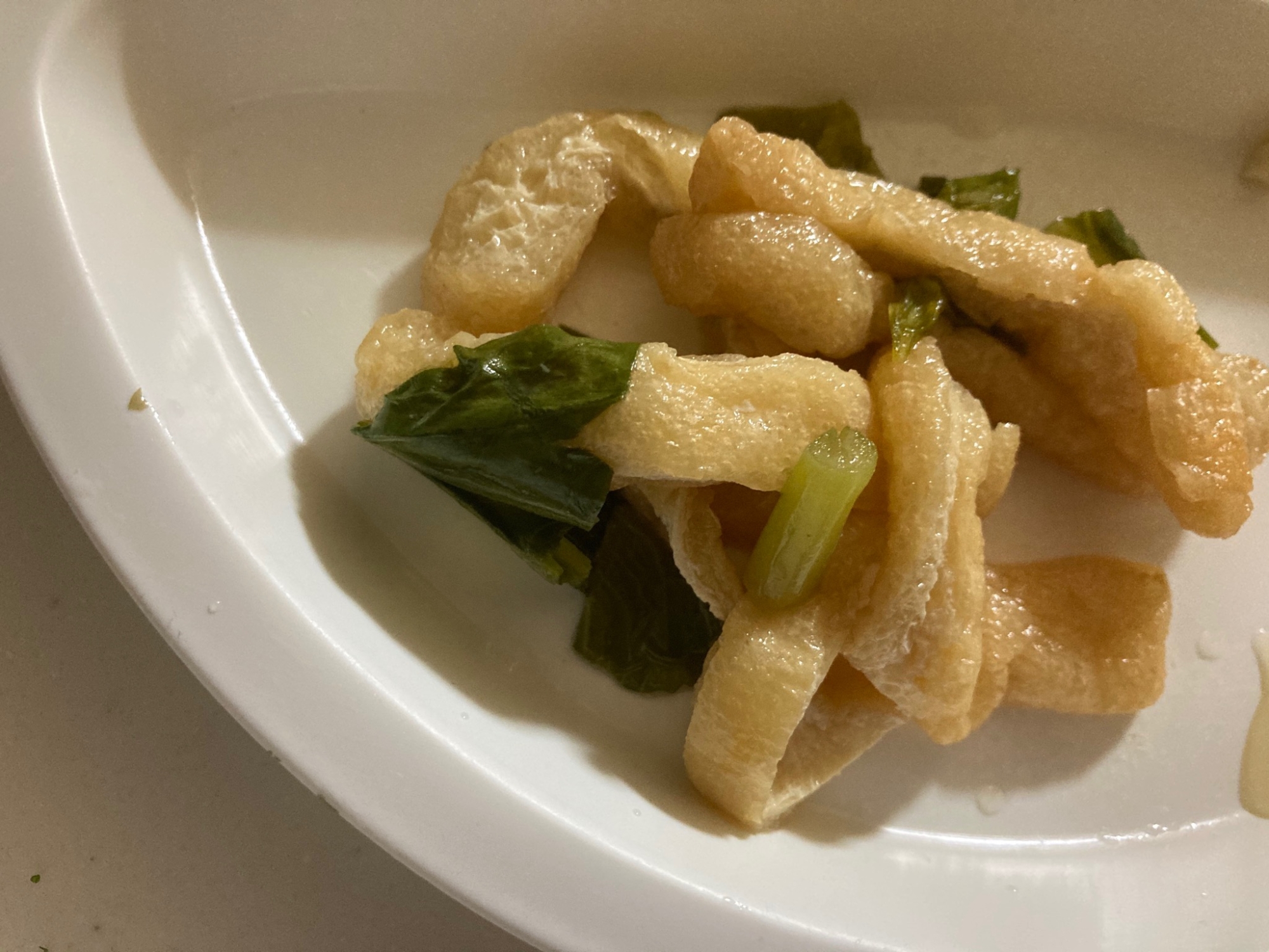 幼児食 小松菜と油揚げの出汁煮 レシピ 作り方 By Pコ 楽天レシピ