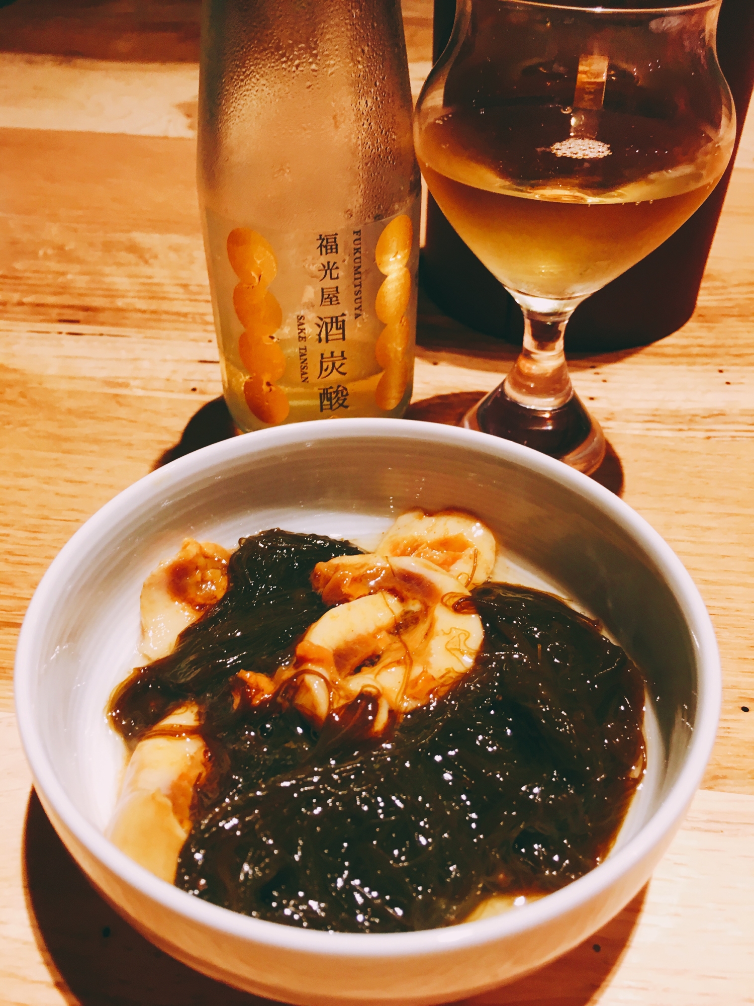 蒸しホヤと絹もずくのポン酢和え