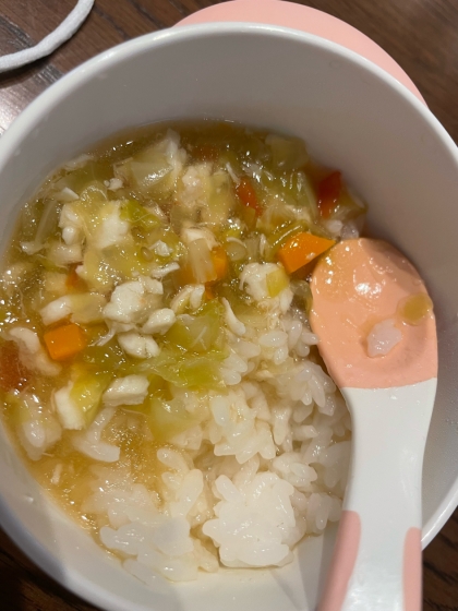 離乳食中期　鮭と野菜のあんかけ丼♩