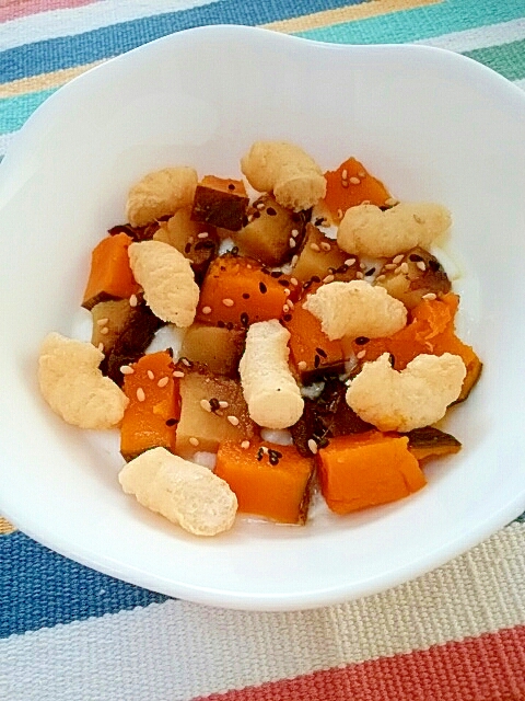 ごまプラス☆南京芋のキャラメルコーンヨーグルト♪