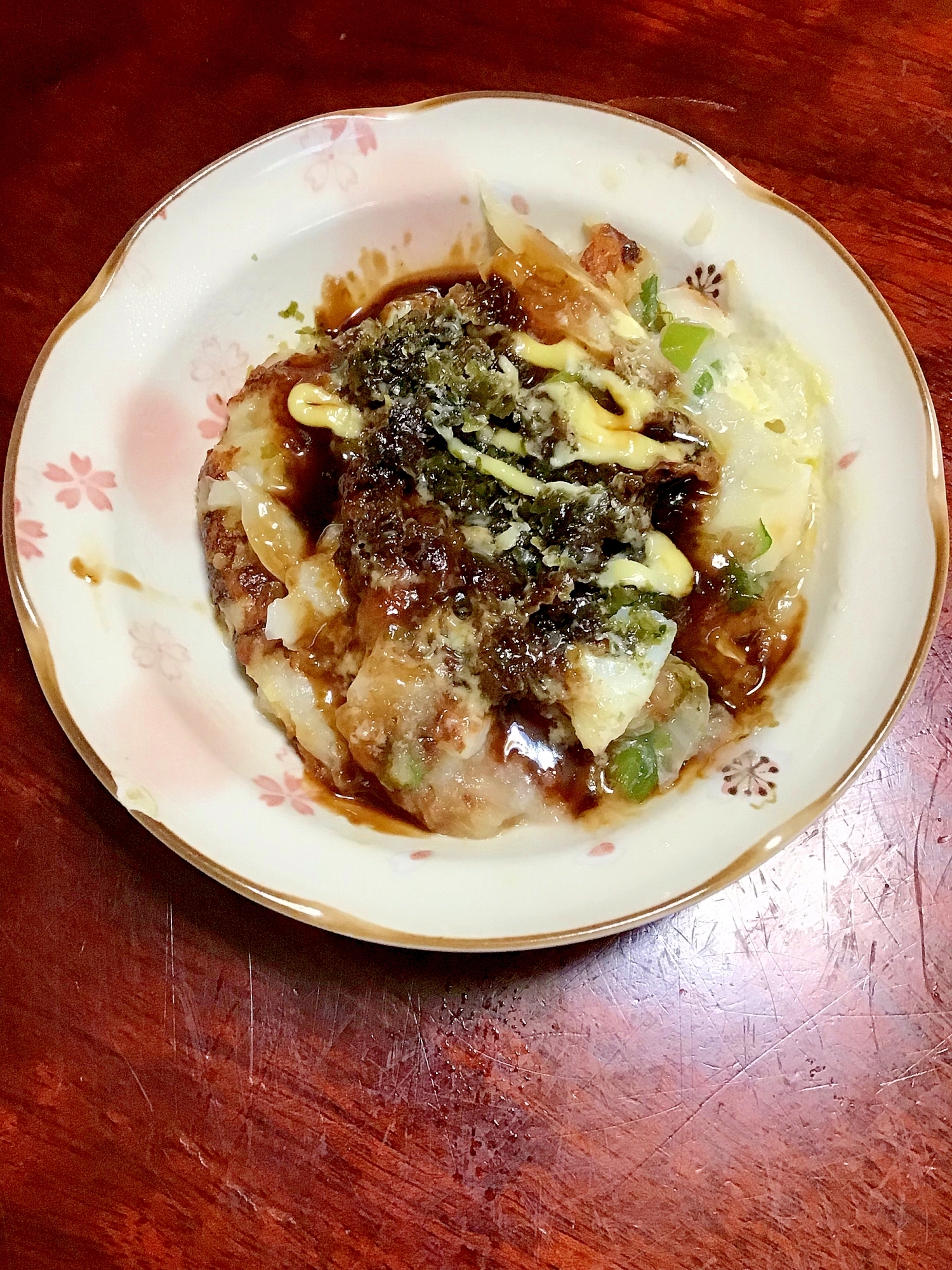 餅モチとろとろ長芋とイカのもんじゃ焼き風？