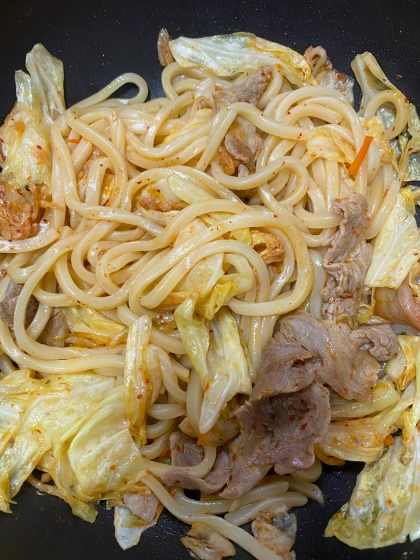 豚キムチ焼きうどん