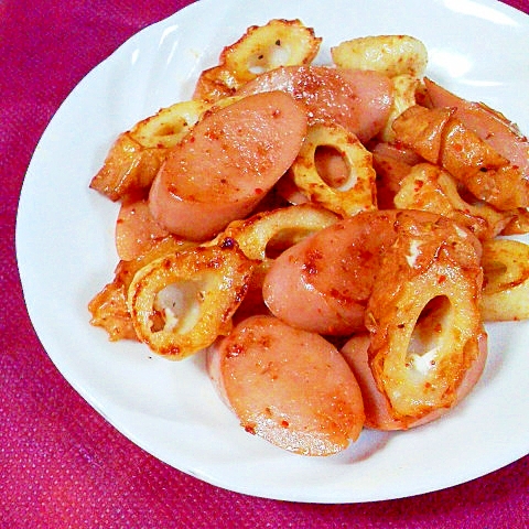 おつまみ・あと一品に!魚ニソと竹輪のコチュマヨ炒め