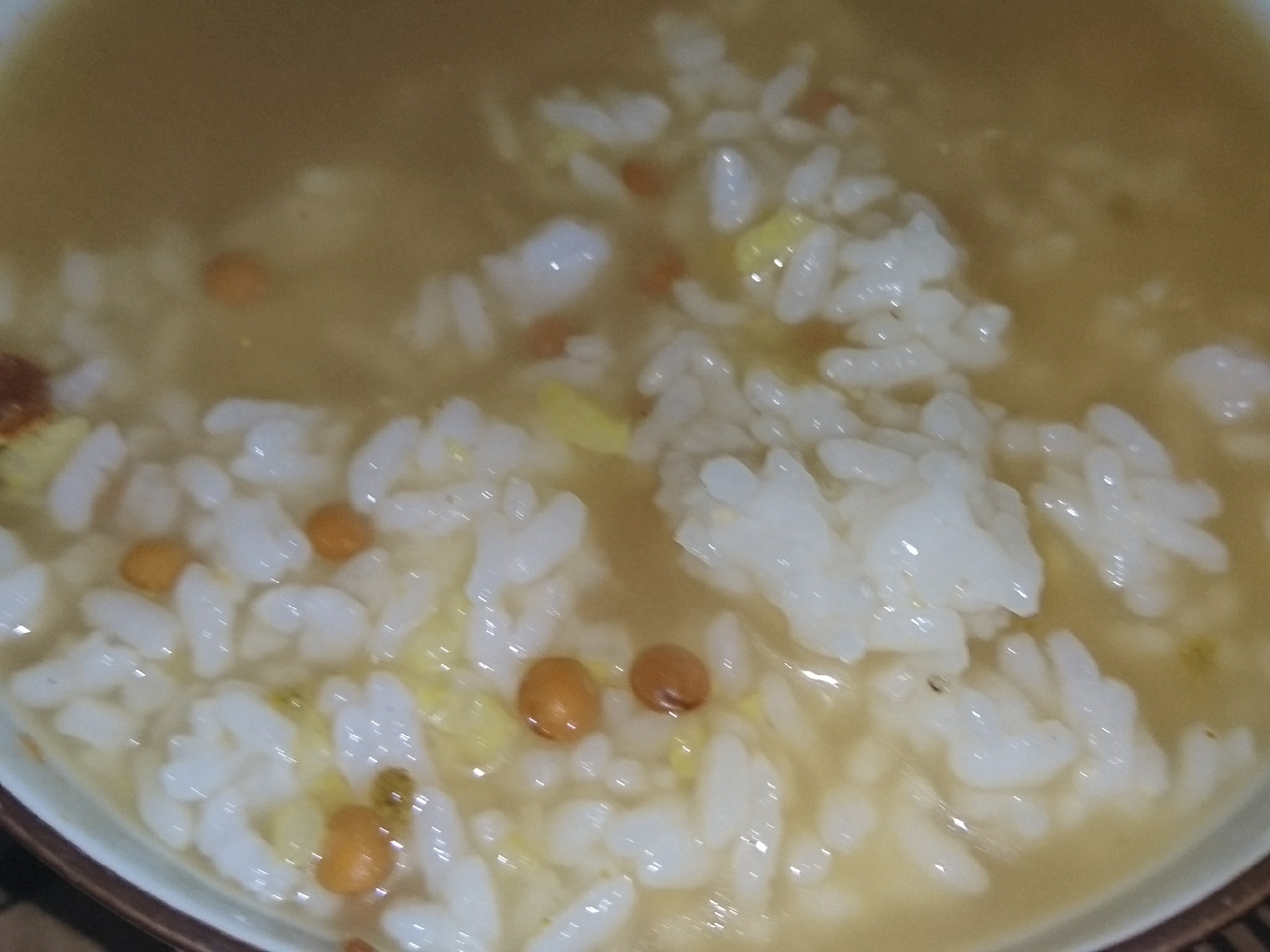 米国産皮付きレンズ豆玄米お味噌白米ご飯スープ御飯