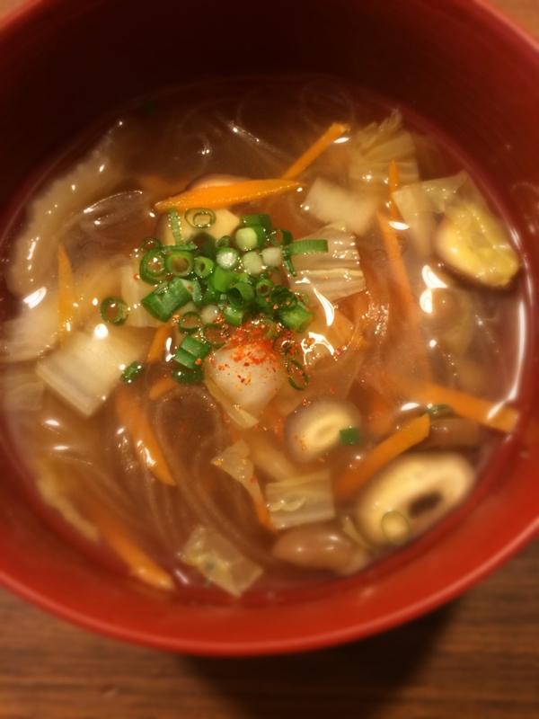 マロニーを使って☆さっぱりポン酢味のスープ春雨