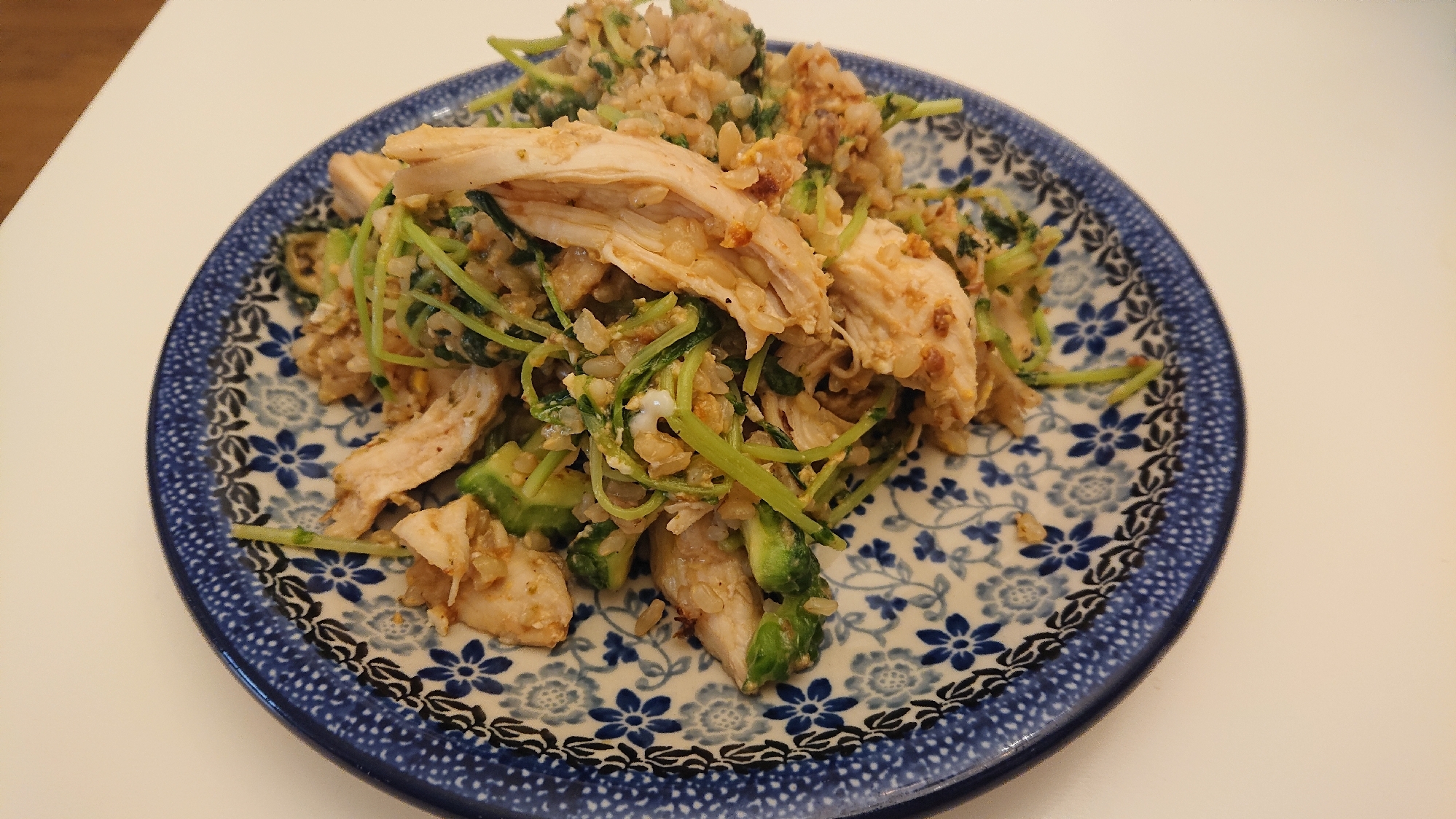 鶏胸肉とゴーヤの♥️夏野菜チャーハン