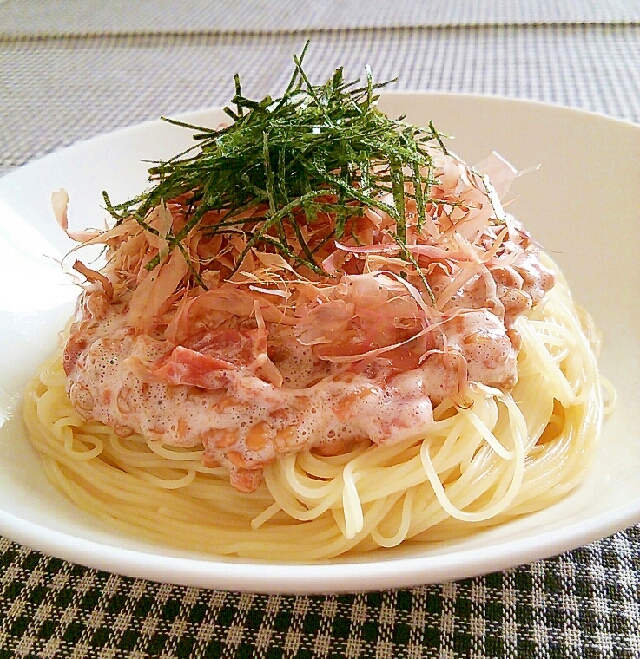 梅と納豆の冷製パスタ