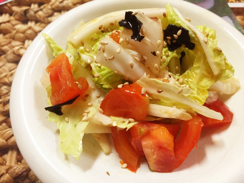 白菜とトマトのサラダ 海苔生姜風味