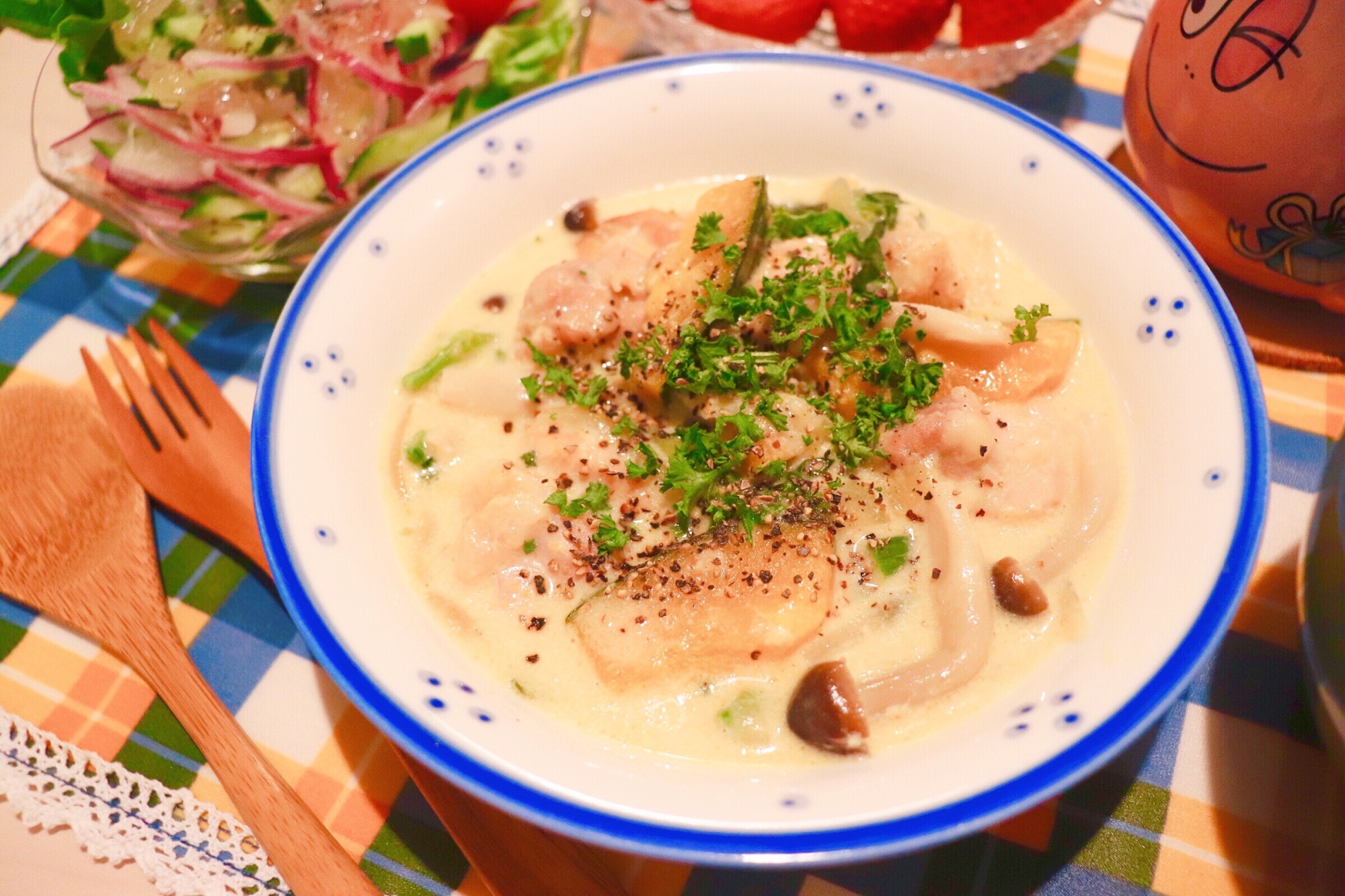 失敗しない♪南瓜とほうれん草のチキンクリーム煮