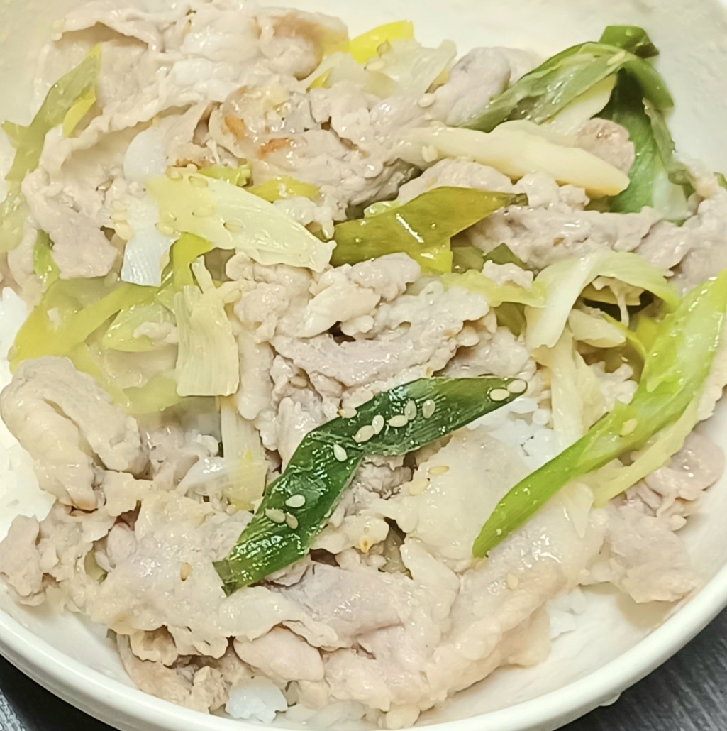 長ねぎと豚肉の中華炒め丼♪