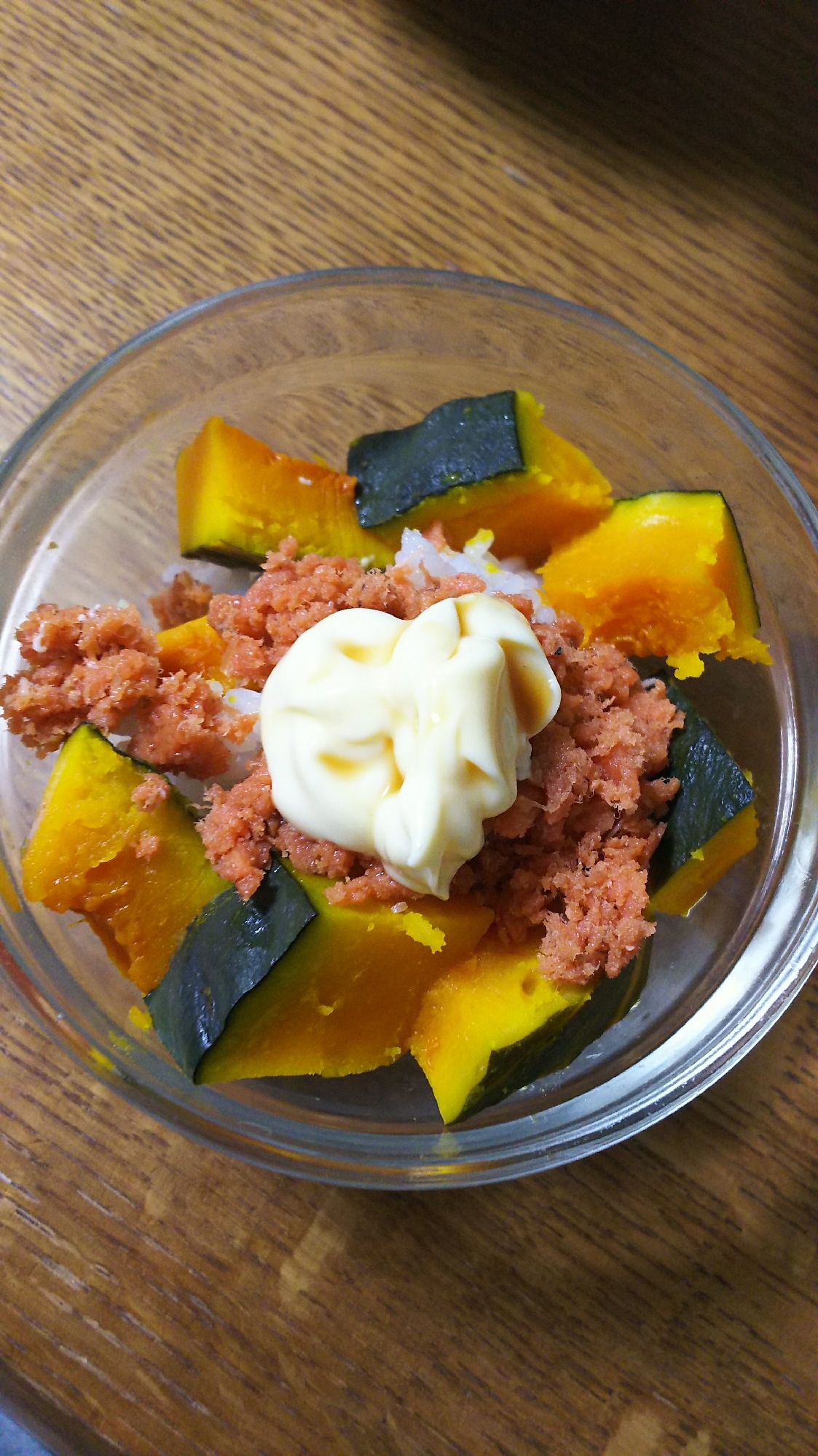 かぼちゃと鮭フレークのマヨネーズご飯