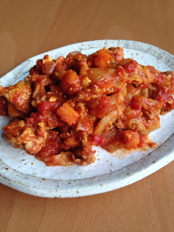 豚こまのカレー風味トマト煮♪