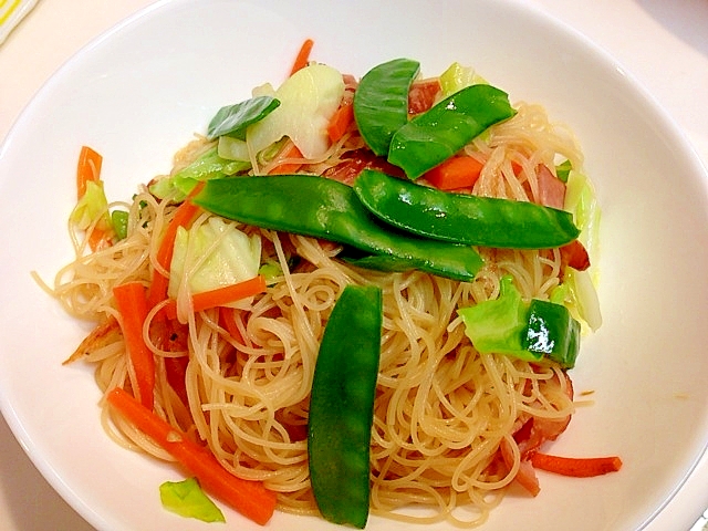 かんたん即完了☆桜えびとチャーシューの焼きビーフン