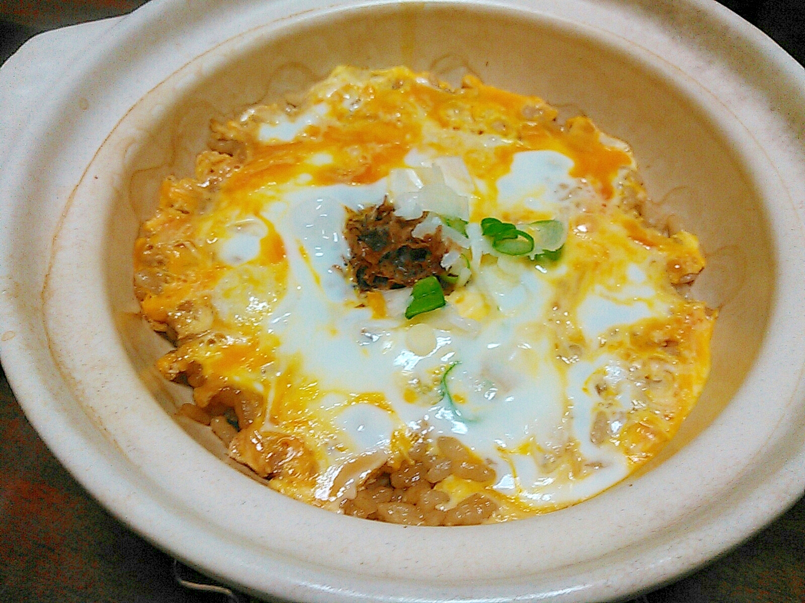 おかか醤油の玉子おじや☆ネギ添え
