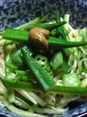 さっぱりしゃくしゃく　オクラ冷麺