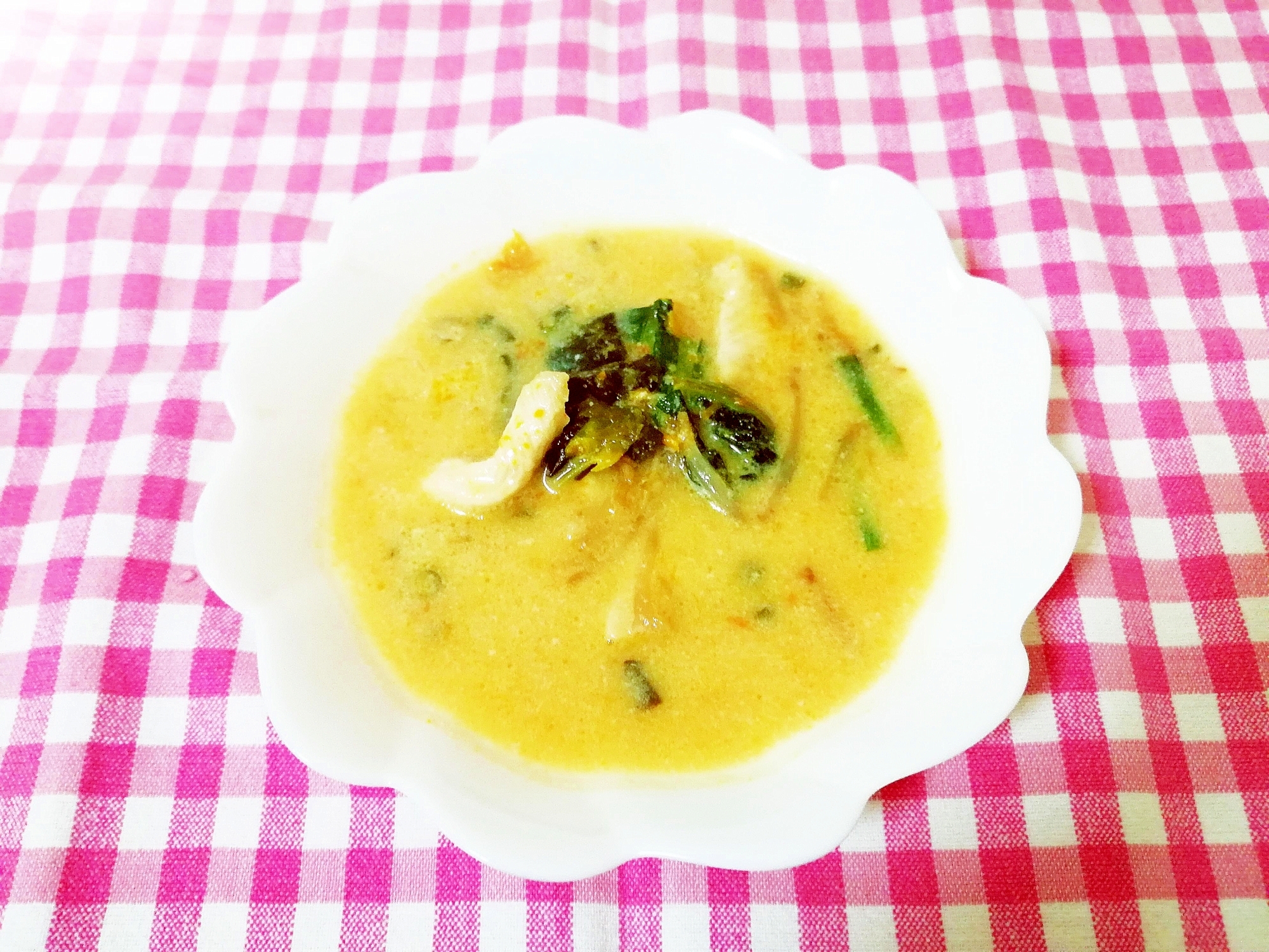 肉野菜炒めリメイク♪かぼちゃの豆乳ポタージュスープ