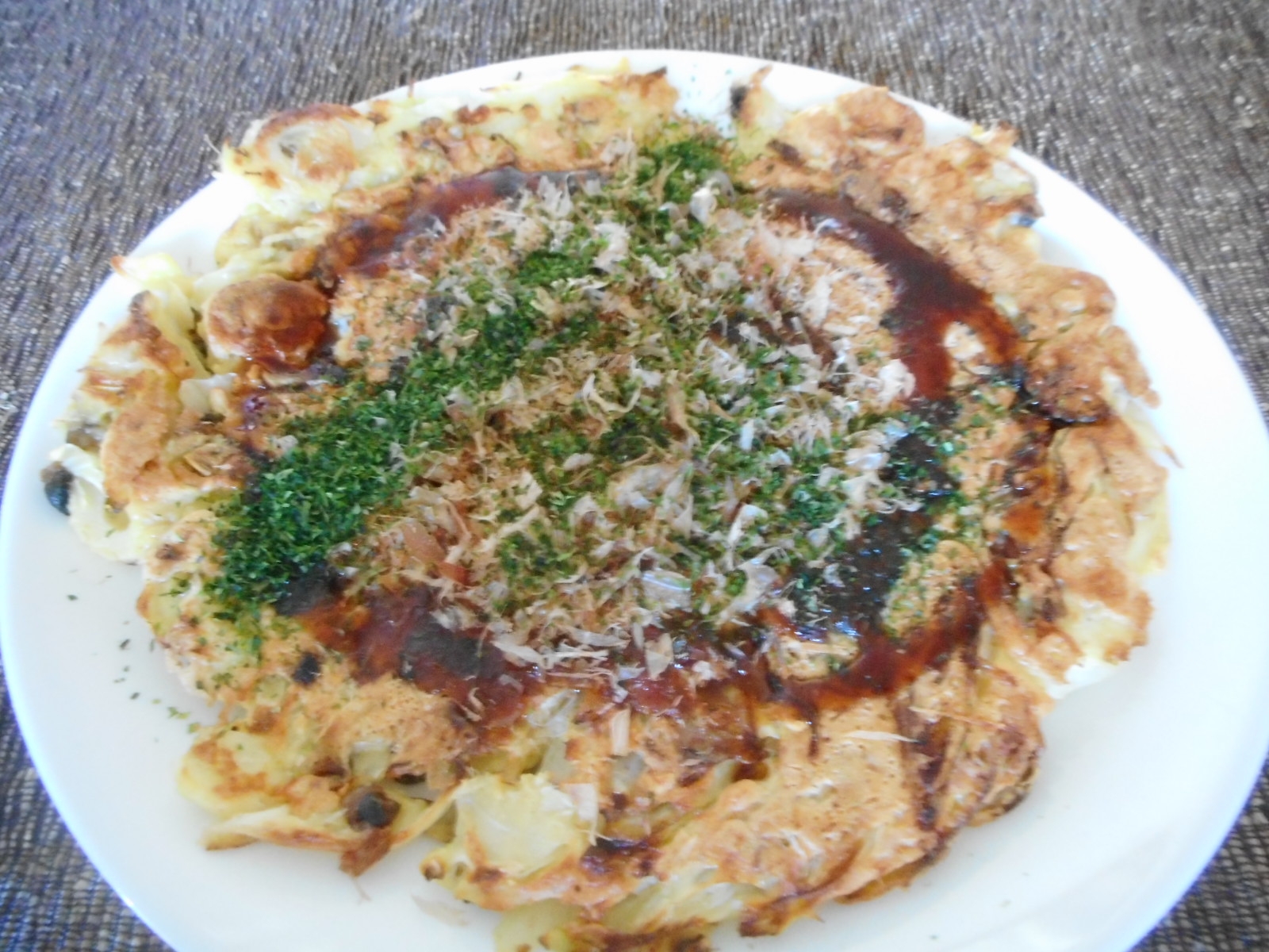 シジミの佃煮とチクワのお好み焼き