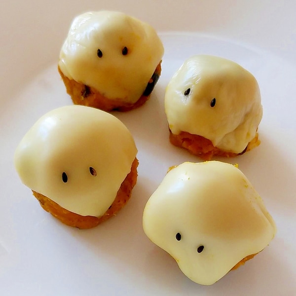 ハロウィンおばけ かぼちゃサラダ レシピ 作り方 By エリンギペンギン 楽天レシピ ハロウィンおばけ かぼちゃサラダ レシピ 作り方 By エリンギペンギン 楽天レシピ