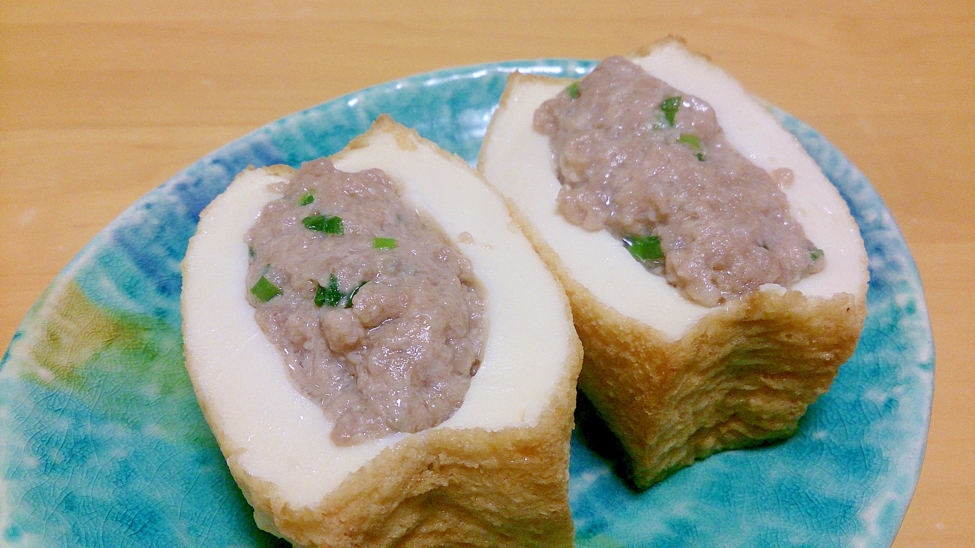 厚揚げのひき肉入りレンジ蒸し