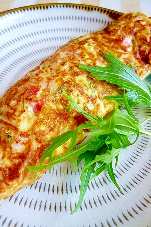 食感も美味しいよ☆水菜の和風オムレツ☆ レシピ・作り方 by ta8316