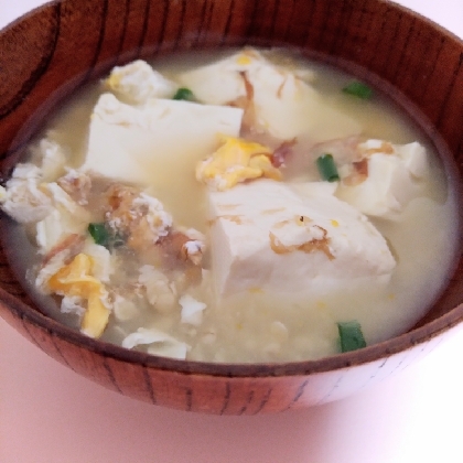 ネギと豆腐の卵とじ味噌汁