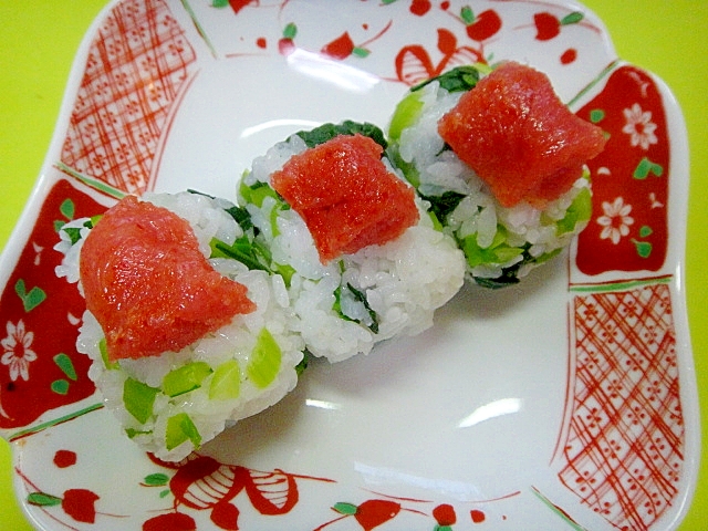 明太子と小松菜の俵寿司