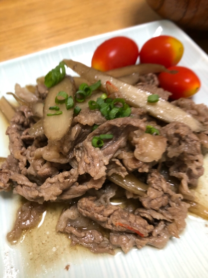 新ごぼうと牛肉の炒め煮