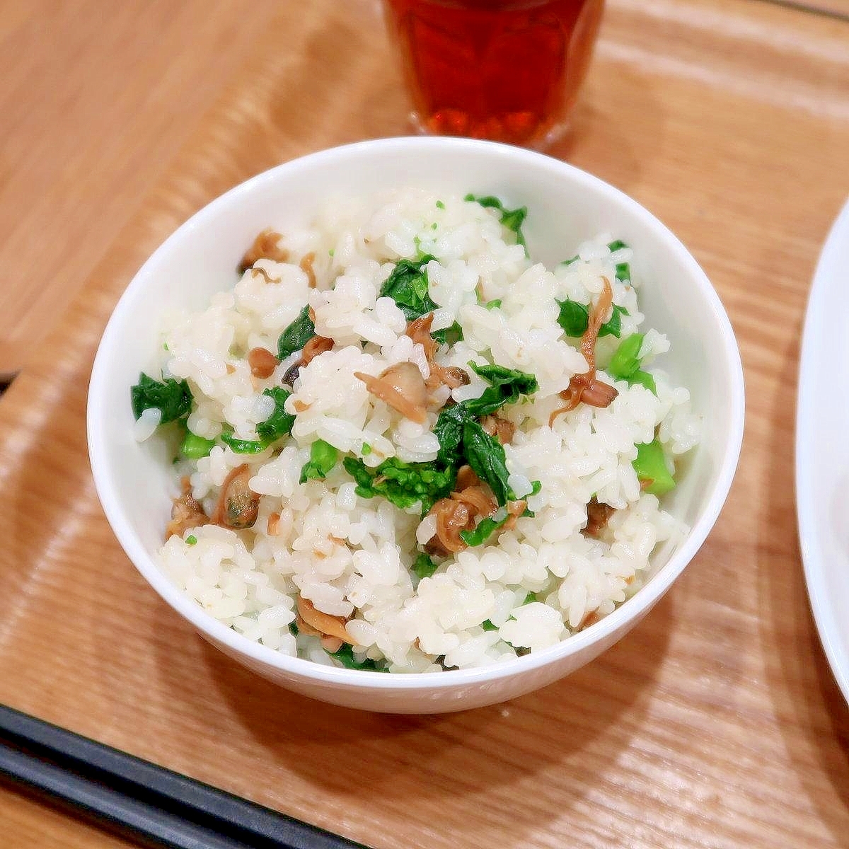 アサリの缶詰と菜の花の混ぜご飯☆お手軽に
