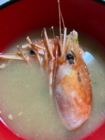 海老の頭で♪美味しい海老出汁の味噌汁