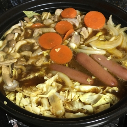 カレー鍋です☆マイルド仕立てのスープもコクコク♪と