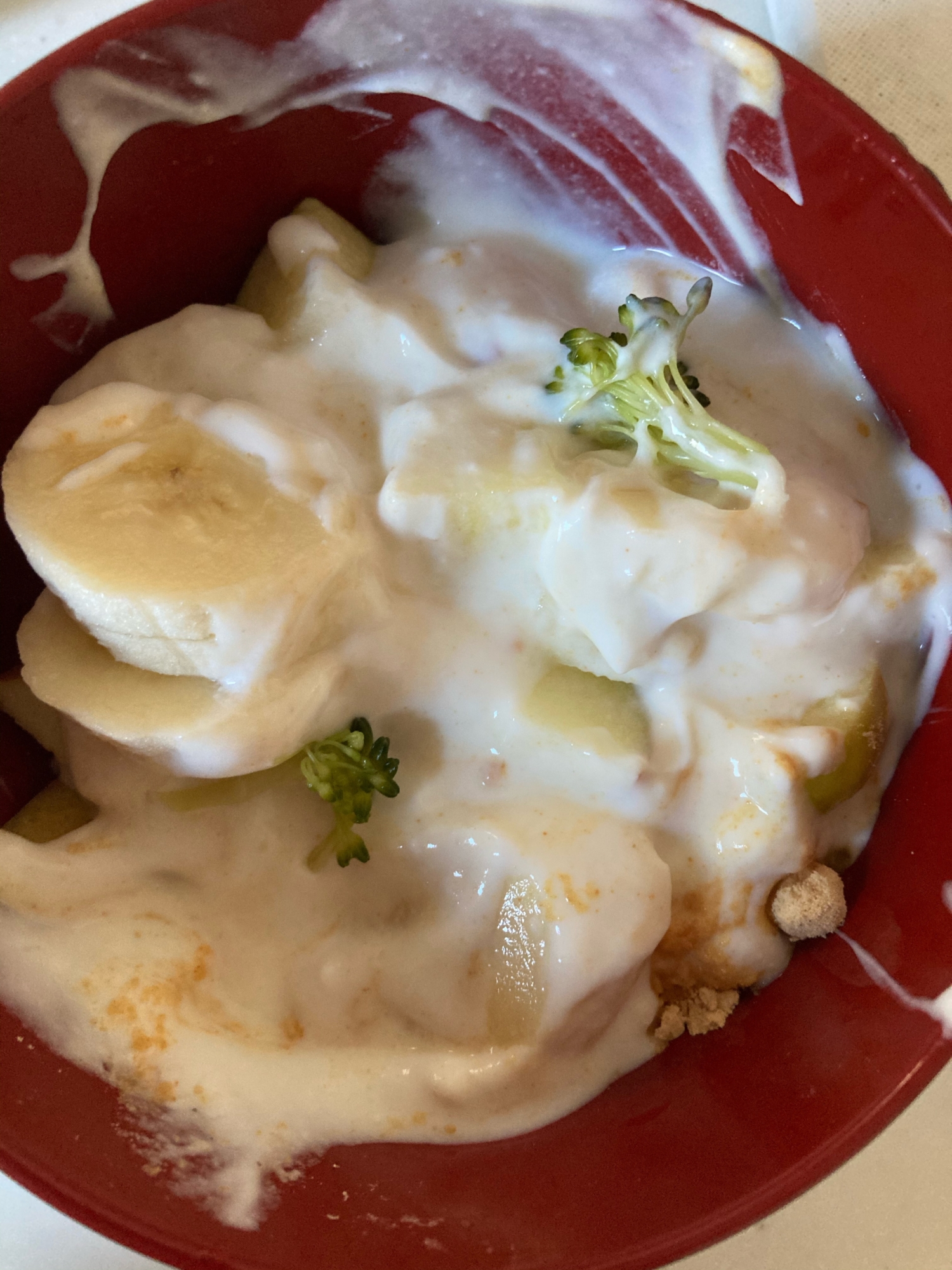 離乳食＾＾　ブロッコリーとレンコンのヨーグルト